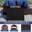 Heavy-duty Frame Rattan Sofa Set with 60000 BTU Firepit Table by LJGDeals