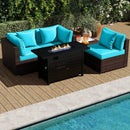 Heavy-duty Frame Rattan Sofa Set with 60000 BTU Firepit Table by LJGDeals