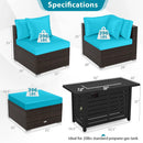 Heavy-duty Frame Rattan Sofa Set with 60000 BTU Firepit Table by LJGDeals