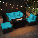 Heavy-duty Frame Rattan Sofa Set with 60000 BTU Firepit Table by LJGDeals