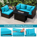 Heavy-duty Frame Rattan Sofa Set with 60000 BTU Firepit Table by LJGDeals