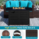 Heavy-duty Frame Rattan Sofa Set with 60000 BTU Firepit Table by LJGDeals