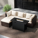 Heavy-duty Frame Rattan Sofa Set with 60000 BTU Firepit Table by LJGDeals