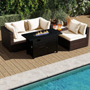 Heavy-duty Frame Rattan Sofa Set with 60000 BTU Firepit Table by LJGDeals