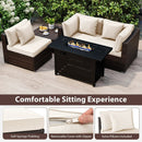 Heavy-duty Frame Rattan Sofa Set with 60000 BTU Firepit Table by LJGDeals