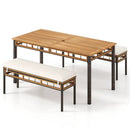 3 Pieces Acacia Wood Patio Dining Set for Deck and Backyard by LJGDeals