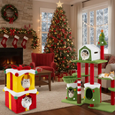 Cat Furniture Set with 58 Inch Tall Cat Tree Tower and 2 Gift Box Shaped Cute Christmas Cat House by LJGDeals