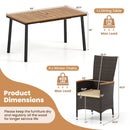 Outdoor Dining Set for 6 Patio Wicker Armchairs and Acacia Wood Table by LJGDeals