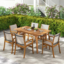 9 Pieces Acacia Wood Patio Dining Set for 6 by LJGDeals