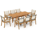 9 Pieces Acacia Wood Patio Dining Set for 6 by LJGDeals