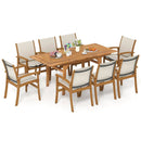 9 Pieces Acacia Wood Patio Dining Set for 6 by LJGDeals