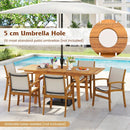 9 Pieces Acacia Wood Patio Dining Set for 6 by LJGDeals