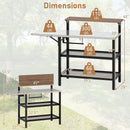 Outdoor Foldable Grill Table with Flip-Up Top and 2 Storage Shelves for Backyard Garden by LJGDeals