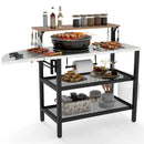 Outdoor Foldable Grill Table with Flip-Up Top and 2 Storage Shelves for Backyard Garden by LJGDeals