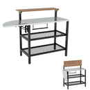 Outdoor Foldable Grill Table with Flip-Up Top and 2 Storage Shelves for Backyard Garden by LJGDeals