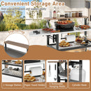 Outdoor Foldable Grill Table with Flip-Up Top and 2 Storage Shelves for Backyard Garden