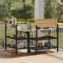 Outdoor Foldable Grill Table with Flip-Up Top and 2 Storage Shelves for Backyard Garden by LJGDeals