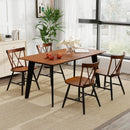 Set of 4 Dining Chairs with Rubber Wood Frame and Curved Cross Back-Dark Brown by LJGDeals