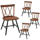 Set of 4 Dining Chairs with Rubber Wood Frame and Curved Cross Back-Dark Brown by LJGDeals