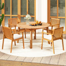 5 Pieces Acacia Wood Patio Dining Set with Umbrella Hole by LJGDeals