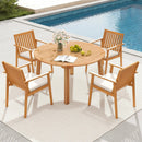 5 Pieces Acacia Wood Patio Dining Set with Umbrella Hole by LJGDeals