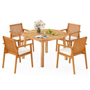 5 Pieces Acacia Wood Patio Dining Set with Umbrella Hole by DirectDeals