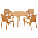 5 Pieces Acacia Wood Patio Dining Set with Umbrella Hole by LJGDeals