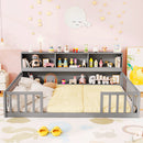 Montessori Twin Floor Bed and Kids Toy Storage Cabinet Bundle