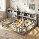 Montessori Twin Floor Bed and Kids Toy Storage Cabinet Bundle by LJGDeals