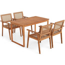 5 Pieces Acacia Wood Dining Set with Outdoor Table and Rattan Chairs for 4 Persons by LJGDeals