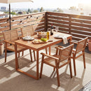 5 Pieces Acacia Wood Dining Set with Outdoor Table and Rattan Chairs for 4 Persons by LJGDeals