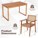 5 Pieces Acacia Wood Dining Set with Outdoor Table and Rattan Chairs for 4 Persons by LJGDeals
