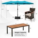 11 Pieces Patio Dining Set 15ft Double-Sided Patio Umbrella (Base Included) and Outdoor Rattan Furniture Set with 8 Stackable Chairs-Turquoise by LJGDeals