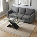 Contemporary Living Room Furniture Suite: Modern 3-Seat Teddy Velvet Sofa + 47-Inch Glass Coffee Table by LJGDeals