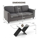 Contemporary Living Room Furniture Suite: Modern 3-Seat Teddy Velvet Sofa + 47-Inch Glass Coffee Table by LJGDeals