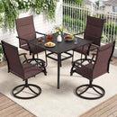 5 Pieces Outdoor Dining Set with 4 Swivel Chairs and 36 Inch Square Patio Table by DirectDeals
