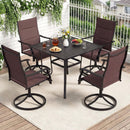 5 Pieces Outdoor Dining Set with 4 Swivel Chairs and 36 Inch Square Patio Table by LJGDeals