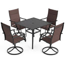 5 Pieces Outdoor Dining Set with 4 Swivel Chairs and 36 Inch Square Patio Table by LJGDeals