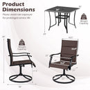 5 Pieces Outdoor Dining Set with 4 Swivel Chairs and 36 Inch Square Patio Table by LJGDeals