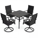 5 Pieces Outdoor Dining Set with 4 Swivel Chairs and 36 Inch Square Patio Table by LJGDeals