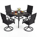 5 Pieces Outdoor Dining Set with 4 Swivel Chairs and 36 Inch Square Patio Table by LJGDeals