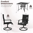 5 Pieces Outdoor Dining Set with 4 Swivel Chairs and 36 Inch Square Patio Table by LJGDeals