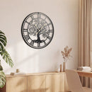 Large Wall Clock 27 Inch Tree of Life Big Metal Wall Clock-Black by LJGDeals
