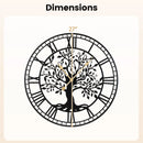 Large Wall Clock 27 Inch Tree of Life Big Metal Wall Clock-Black by LJGDeals