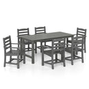 7 Pieces Outdoor Dining Table Set for 6 People 67 Inch HDPE Patio Rectangle Table and 6 Armchairs by LJGDeals