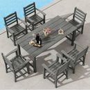 7 Pieces Outdoor Dining Table Set for 6 People 67 Inch HDPE Patio Rectangle Table and 6 Armchairs by LJGDeals