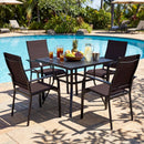 5 Pieces Patio Dining Set for 4 Outdoor Square Table and Stackable Chairs by LJGDeals
