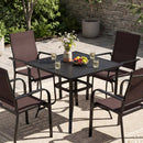 5 Pieces Patio Dining Set for 4 Outdoor Square Table and Stackable Chairs by LJGDeals