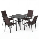 5 Pieces Patio Dining Set for 4 Outdoor Square Table and Stackable Chairs by LJGDeals