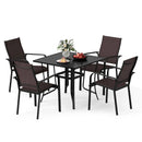5 Pieces Patio Dining Set for 4 Outdoor Square Table and Stackable Chairs by DirectDeals